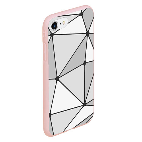 Чехол iPhone 7/8 матовый Геометрические линии на сером фоне / 3D-Светло-розовый – фото 2