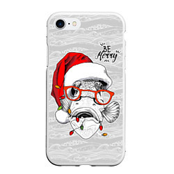 Чехол iPhone 7/8 матовый Be merry, fish with red glasses, цвет: 3D-белый