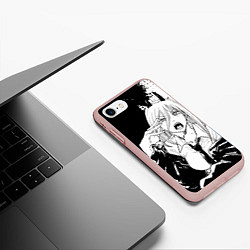 Чехол iPhone 7/8 матовый Возмущенная Пауэр - Человек бензопила, цвет: 3D-светло-розовый — фото 2