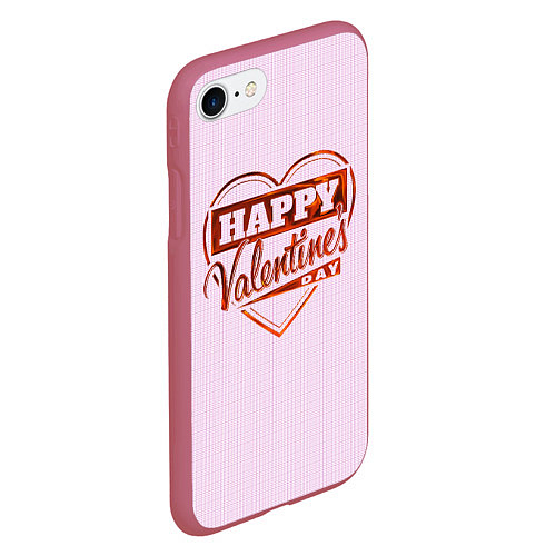 Чехол iPhone 7/8 матовый Happy Valentines Day! / 3D-Малиновый – фото 2