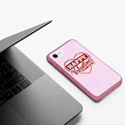 Чехол iPhone 7/8 матовый Happy Valentines Day!, цвет: 3D-малиновый — фото 2