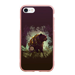 Чехол iPhone 7/8 матовый Сила медведя, цвет: 3D-светло-розовый
