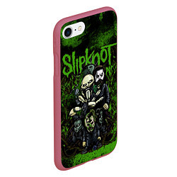Чехол iPhone 7/8 матовый Slipknot green art, цвет: 3D-малиновый — фото 2