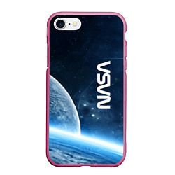 Чехол iPhone 7/8 матовый Космическое пространство - NASA, цвет: 3D-малиновый