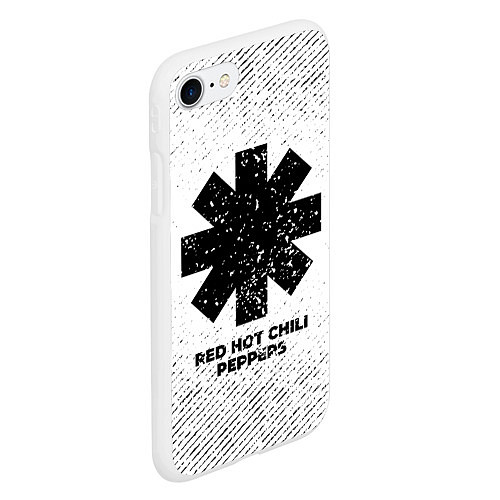 Чехол iPhone 7/8 матовый Red Hot Chili Peppers с потертостями на светлом фо / 3D-Белый – фото 2