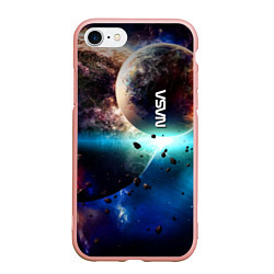 Чехол iPhone 7/8 матовый За секунду до столкновения планеты с космическим о, цвет: 3D-светло-розовый
