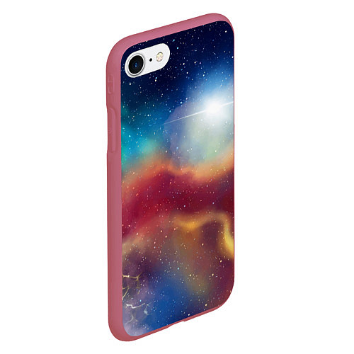 Чехол iPhone 7/8 матовый Многогранное космическое пространство - яркая звез / 3D-Малиновый – фото 2