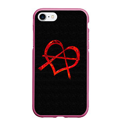 Чехол iPhone 7/8 матовый Сердце анархиста, цвет: 3D-малиновый