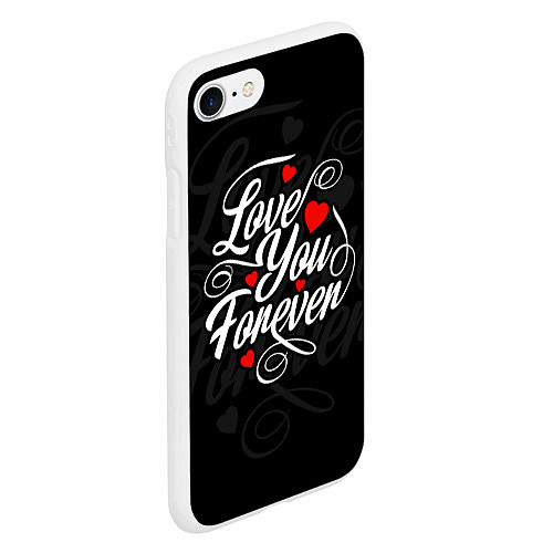 Чехол iPhone 7/8 матовый Love you forever, hearts, patterns / 3D-Белый – фото 2
