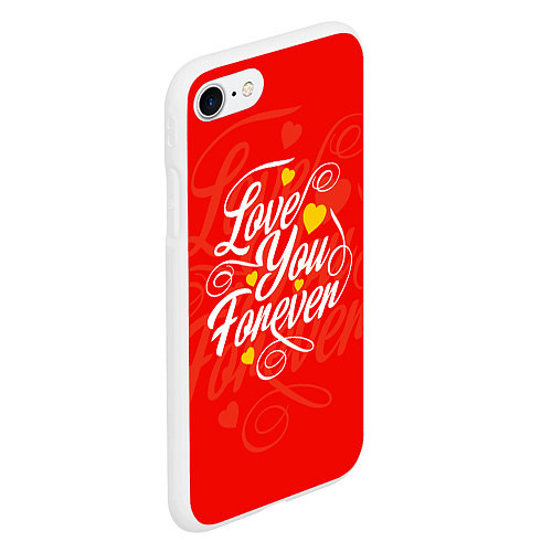 Чехол iPhone 7/8 матовый Love you forever - hearts, patterns / 3D-Белый – фото 2