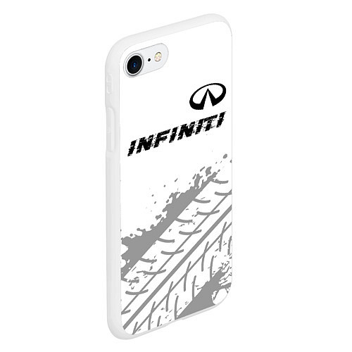 Чехол iPhone 7/8 матовый Infiniti speed на светлом фоне со следами шин: сим / 3D-Белый – фото 2