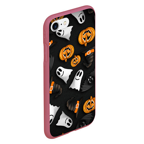 Чехол iPhone 7/8 матовый Halloween 31 окт / 3D-Малиновый – фото 2