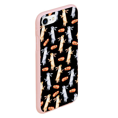 Чехол iPhone 7/8 матовый Акварельные кролики / 3D-Светло-розовый – фото 2