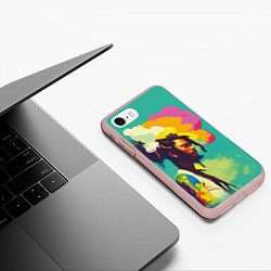 Чехол iPhone 7/8 матовый Чел в нирване, цвет: 3D-светло-розовый — фото 2