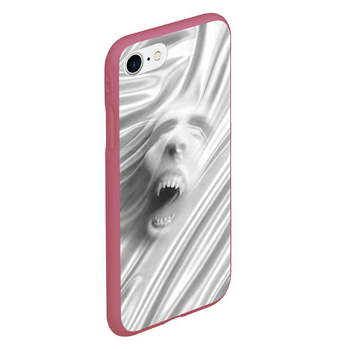 Чехол iPhone 7/8 матовый Нечеловеческий вопль - складки ткани / 3D-Малиновый – фото 2