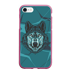 Чехол iPhone 7/8 матовый Голова синего волка, цвет: 3D-малиновый