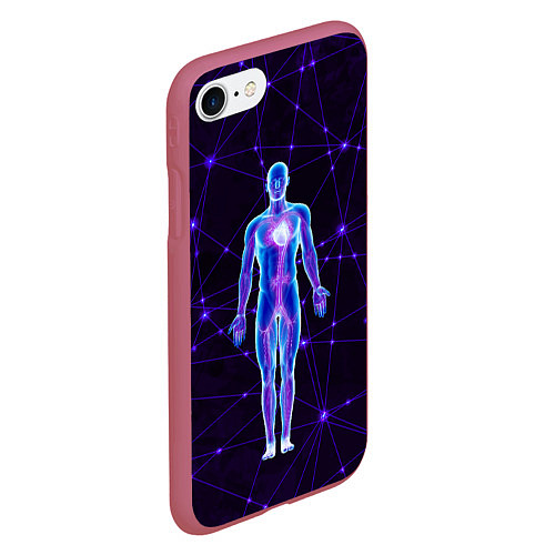 Чехол iPhone 7/8 матовый Неоновый человек в нейросети / 3D-Малиновый – фото 2