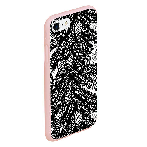 Чехол iPhone 7/8 матовый Новый год ёлки и шишки / 3D-Светло-розовый – фото 2