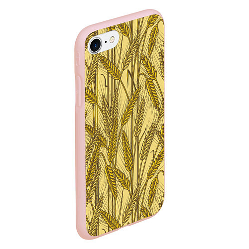 Чехол iPhone 7/8 матовый Винтажные колоски пшеницы / 3D-Светло-розовый – фото 2