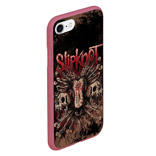 Чехол iPhone 7/8 матовый Slipknot skull / 3D-Малиновый – фото 2