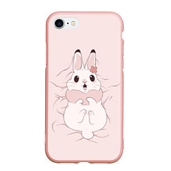 Чехол iPhone 7/8 матовый Милый кролик на розовом, цвет: 3D-светло-розовый
