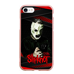 Чехол iPhone 7/8 матовый Slipknot black & red, цвет: 3D-светло-розовый