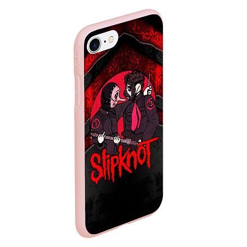 Чехол iPhone 7/8 матовый Slipknot black and red / 3D-Светло-розовый – фото 2