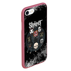 Чехол iPhone 7/8 матовый Black slipknot, цвет: 3D-малиновый — фото 2