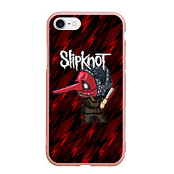 Чехол iPhone 7/8 матовый Slipknot красные молнии, цвет: 3D-светло-розовый