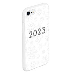 Чехол iPhone 7/8 матовый Новогодние снежинки 2023, цвет: 3D-белый — фото 2