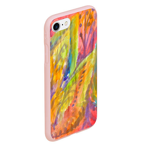 Чехол iPhone 7/8 матовый Абстракция осенняя листва акварель / 3D-Светло-розовый – фото 2
