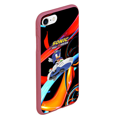 Чехол iPhone 7/8 матовый Sonic Free Riders - Hedgehog / 3D-Малиновый – фото 2