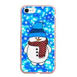 Чехол iPhone 7/8 матовый Снеговик в шапке