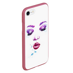 Чехол iPhone 7/8 матовый Лицо милой девушки, цвет: 3D-малиновый — фото 2