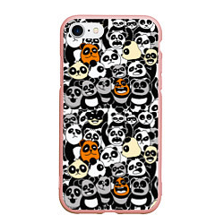 Чехол iPhone 7/8 матовый Злобные панды, цвет: 3D-светло-розовый