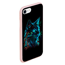 Чехол iPhone 7/8 матовый Неоновый котик, цвет: 3D-светло-розовый — фото 2