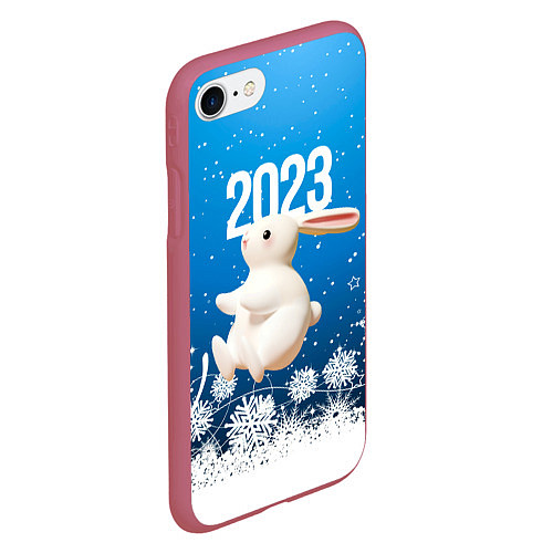 Чехол iPhone 7/8 матовый Белый большой кролик / 3D-Малиновый – фото 2