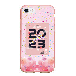 Чехол iPhone 7/8 матовый 2023 - цветочный фон, цвет: 3D-светло-розовый