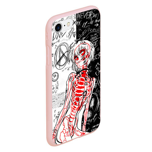 Чехол iPhone 7/8 матовый Рей Аянами - dead inside mood / 3D-Светло-розовый – фото 2