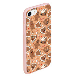Чехол iPhone 7/8 матовый Новогодний паттерн с печеньем, цвет: 3D-светло-розовый — фото 2