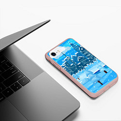 Чехол iPhone 7/8 матовый Снежный город, цвет: 3D-светло-розовый — фото 2