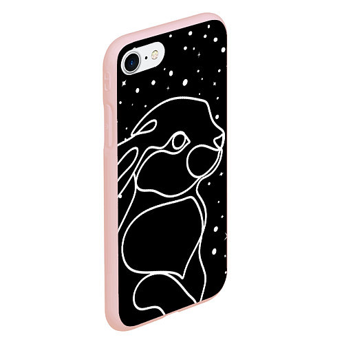 Чехол iPhone 7/8 матовый Кролик и снегопад / 3D-Светло-розовый – фото 2