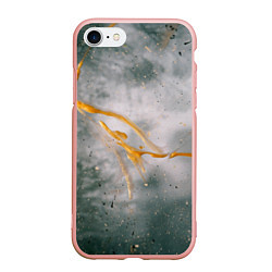 Чехол iPhone 7/8 матовый Абстрактный серый туман и золотая краска, цвет: 3D-светло-розовый