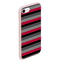 Чехол iPhone 7/8 матовый Красно-черный полосатый современный узор, цвет: 3D-светло-розовый — фото 2