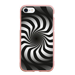 Чехол iPhone 7/8 матовый Объёмная спираль - оптическая иллюзия, цвет: 3D-светло-розовый