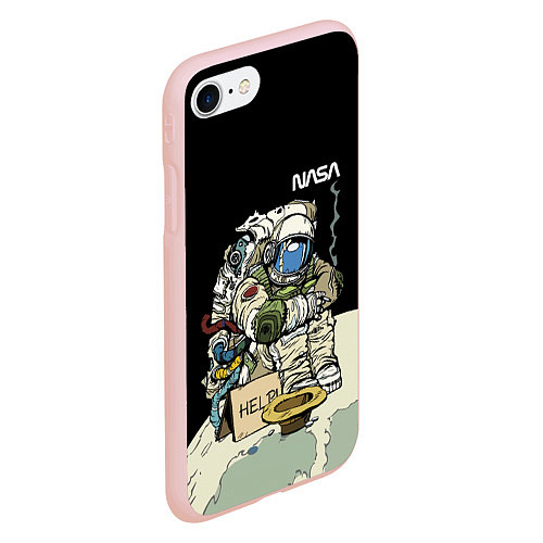 Чехол iPhone 7/8 матовый NASA - Help! Astronaut - Joke / 3D-Светло-розовый – фото 2