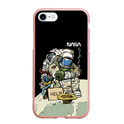 Чехол iPhone 7/8 матовый NASA - Help! Astronaut - Joke