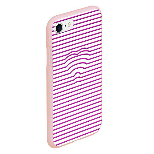 Чехол iPhone 7/8 матовый Полосатый паттерн бело-розового цвета / 3D-Светло-розовый – фото 2