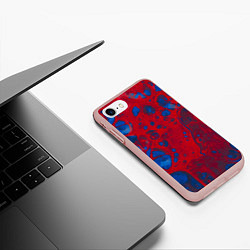 Чехол iPhone 7/8 матовый Красно-синие разводы, цвет: 3D-светло-розовый — фото 2