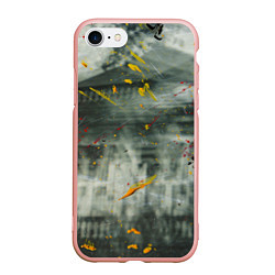 Чехол iPhone 7/8 матовый Абстрактный силуэт дома и краски на поверхности